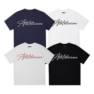 ics丨iconslab复古手写字体索罗娜凉感短袖T恤美式宽松休闲情侣te