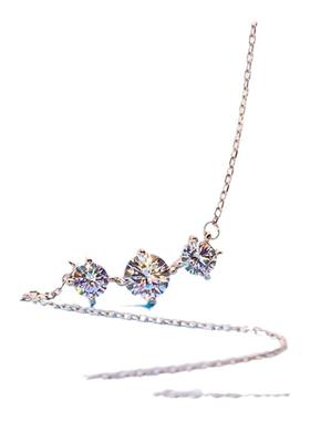 纯银三连钻项链进口D色