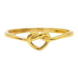 新航黄金戒指女爱心5G足金心形开口可调节时尚素圈指环生日礼物