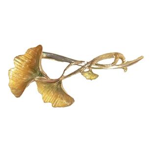 古风银杏叶青蛙扣发夹女中国风后脑勺一字夹抓夹高级感鲨鱼夹头饰