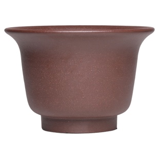 清香阁紫砂 徐卫群手工圈足矮金钟花盆 原矿古典桌面兰花绿植花器