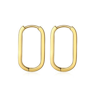 925纯银U形耳环女高级感耳饰方圈几何通勤耳钉简约冷淡风金色耳扣