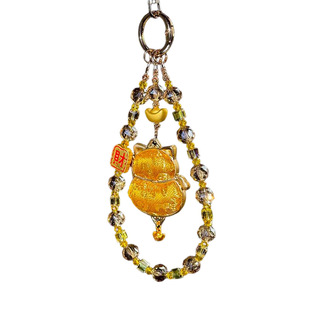 Clove 非遗宋锦手机链条短款新年中式马猫元宝钥匙扣轻奢包挂男女