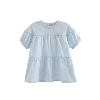 ILOVEJ女童清新蓝泡泡袖上衣长款