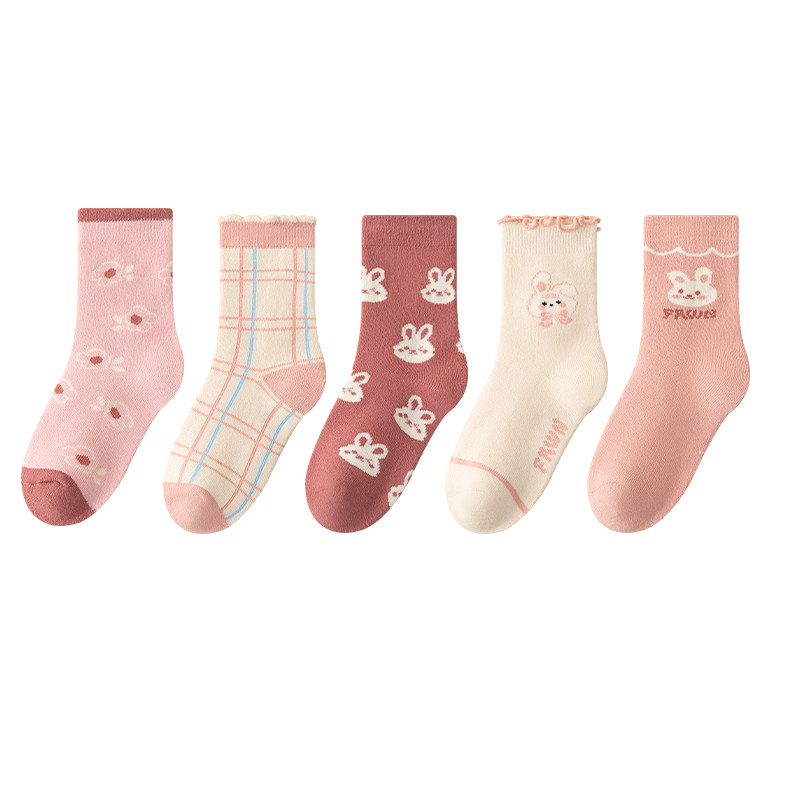 女童袜子冬季纯棉加厚加绒中筒袜