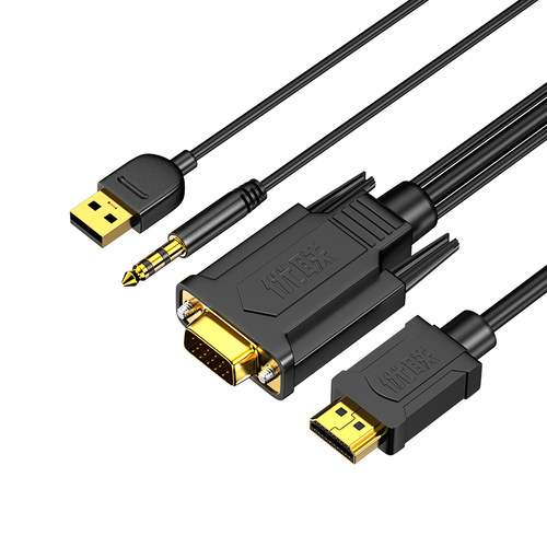 优联vga转hdmi线转换器带音频VGA电脑连接电视高清线投影仪转接头