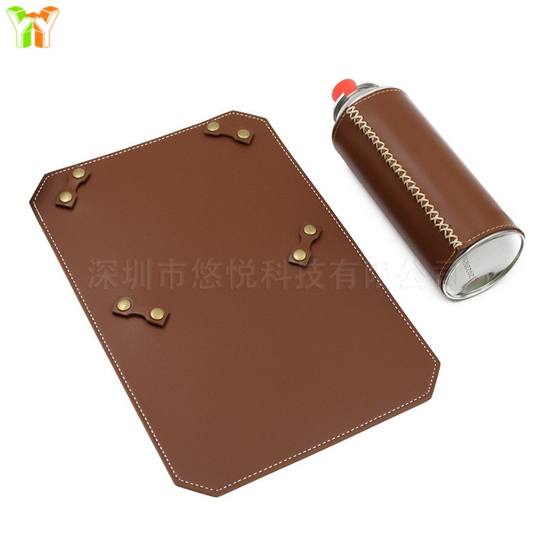 现货日韩蜘蛛炉煤气罐皮革垫 野营可拆卸式煤气罐固定墊