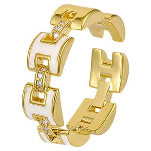 字母H素圈戒指女款小众高端开口戒2025新款爆款冷淡风食指戒首饰