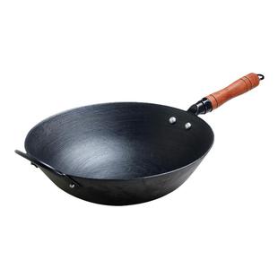 古法龟纹铸铁锅无涂层不易粘锅老式家用大铁锅生铁燃气灶单柄炒锅