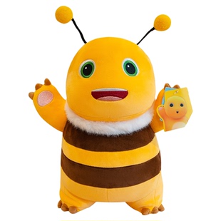 正版蜜蜂奶龙毛绒公仔黑脸小奶龙暴暴龙儿童玩偶女生情侣解压礼物