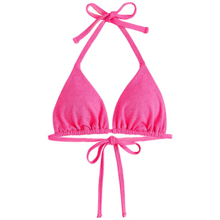 单件大码大胸辣妹海边比基尼上衣2024新款性感挂脖三点式泳衣暴露