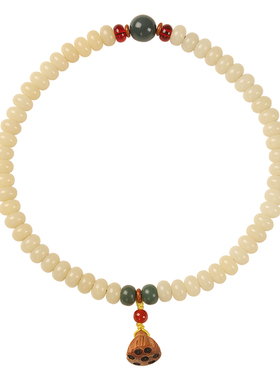 天然玉化白玉菩提手串盘玩男女双圈菩提根手捻念珠菩提子佛珠手链