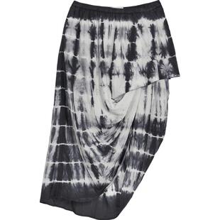 【新品】素然 WHM 26夏女士气质不对称真丝立裁扎染纹理半身裙