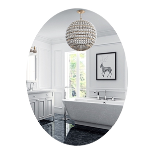 订做椭圆浴室镜化妆桌面免打孔卫生间家用粘贴墙壁挂玻璃异形镜子