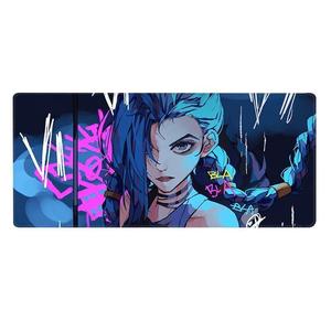 暴走萝莉金克丝鼠标垫超大号英雄联盟电脑键盘垫电竞游戏桌垫新款