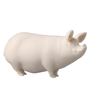 东方泥土陶瓷猪摆件德化羊脂玉瓷动物雕塑中式茶桌茶几茶宠装饰品