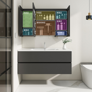 2025新款 浴室柜陶瓷一体盆卫生间洗脸盆柜洗手盆柜组合洗漱台 意式