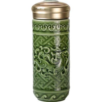 乾唐轩活瓷祥龙双层陶瓷杯男送礼