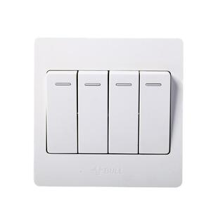 公牛插座旗舰开关插座4开四开双控四位四开双联墙壁电源面板G07白