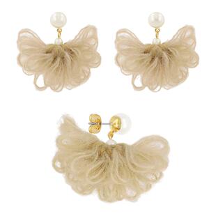 OSEWAYA耳钉毛线花朵超仙氛围感仿珍珠耳环高级感女气质花形耳饰