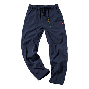 核爆炸潮牌藏蓝黑色松紧腰飞机扣腰带春夏秋薄款休闲长裤伞兵男裤