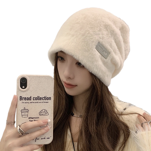 毛绒帽子男士冬季保暖加绒加厚套头帽毛线针织抓绒包头帽冷帽护耳