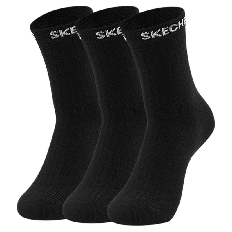 Skechers斯凯奇缤纷休闲系列新款男女运动抗菌中筒袜简约LOGO袜子