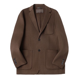 JSSD HOMME 冬季羊毛西服手工双面呢外套平驳领男士休闲西装男款