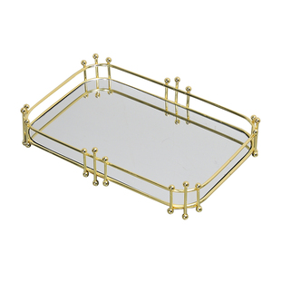 现代轻奢托盘长方形浴室洗漱台梳妆台架香薰化妆品收纳盘装饰摆件