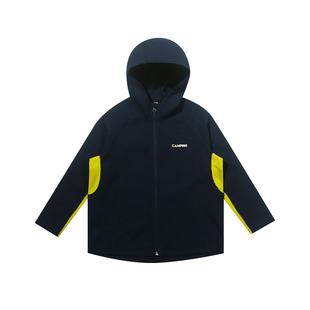 华夫格 MANUKIDS童装男童26春季山系拼色训练宽松连帽中大童外套