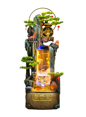 风水循环流水招财假山水摆件
