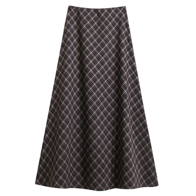 好看美拉德加绒加厚格子半身裙