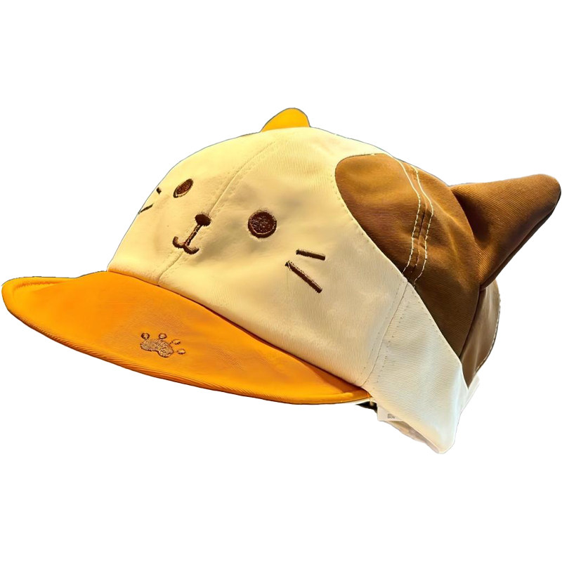 可爱猫咪耳朵透气棒球帽女春夏