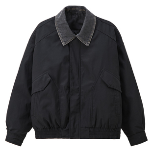 九六致冬季加厚牛仔拼接假两件防水宽松白鸭绒90绒羽绒服外套男款