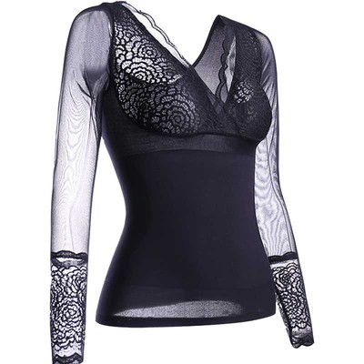 蕾丝塑身女单件美体v领