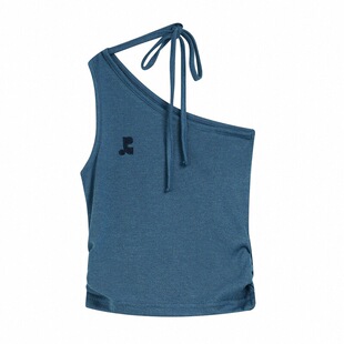 韩版rest挂脖斜肩露肩修身RR辣妹吊带背心抹胸短款性感女装潮流