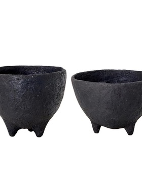 纸浆收纳碗桌面黑色异形装饰果碗