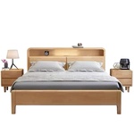 北欧实木床1.8软靠带夜灯双人床1.5m1.35现代简约小户型1.2储物床