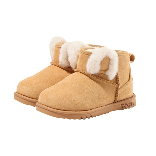 卡特兔雪地靴2024新款冬季女童可爱棉靴男童高帮棉鞋儿童加绒童鞋