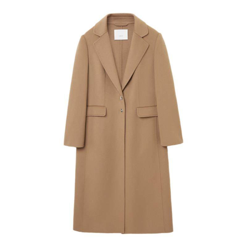 OVV秋冬热卖女装大地色系经典易搭平驳领单排扣羊毛大衣