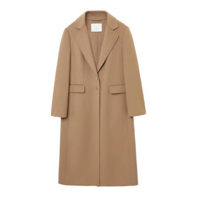 OVV秋冬热卖女装大地色系经典易搭平驳领单排扣羊毛大衣