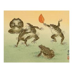 日本进口益智减压名画拼图520片中国风 浮世绘 青蛙相扑 小原古邨
