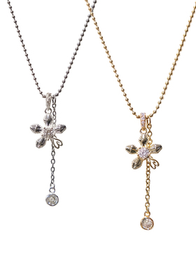1P Juvilove原1P Jewelry 朋克小花锆石吊坠锁骨链 金银双色