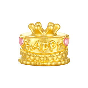 周大福SOINLOVE宝藏女孩黄金生日蛋糕转运珠粉色可爱情人节礼物