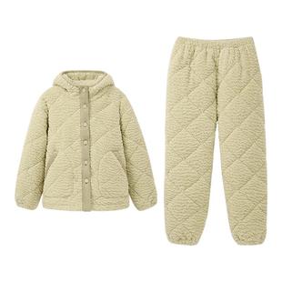 安之伴【巨保暖】三层加厚夹棉睡衣女款冬季珊瑚绒连帽冬天家居服