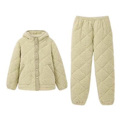 安之伴【巨保暖】三层加厚夹棉睡衣女款冬季珊瑚绒连帽冬天家居服