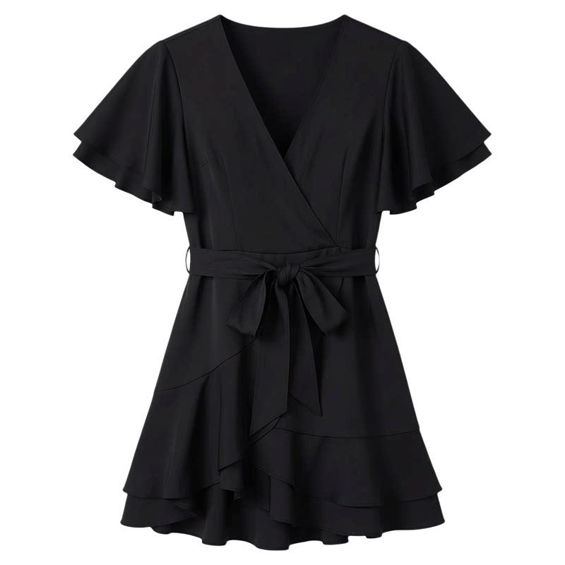 Ruffled V-Neck 连衣裙