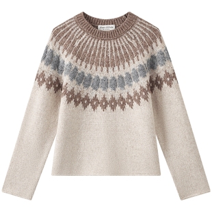 Marc O'Polo/MOP25冬季新款高级复古费尔岛提花长袖毛织套头衫女