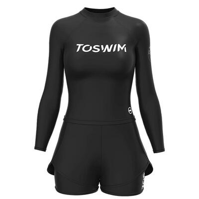 TOSWIM分体泳衣女游泳衣泳装保守遮肚显瘦时尚长袖防晒泡温泉海边