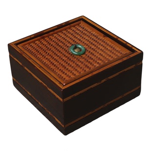 湘妃竹文玩绣盒桌面收纳盒大漆茶具高档收拾盒竹制普洱茶创意茶盒